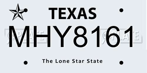 MHY8161 Texas License Plate