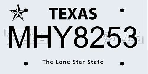 MHY8253 Texas License Plate