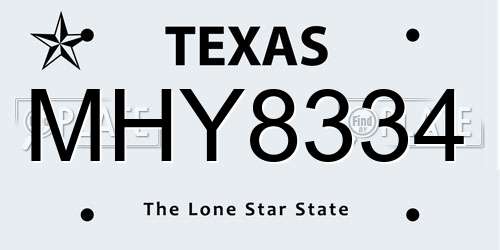 MHY8334 Texas License Plate