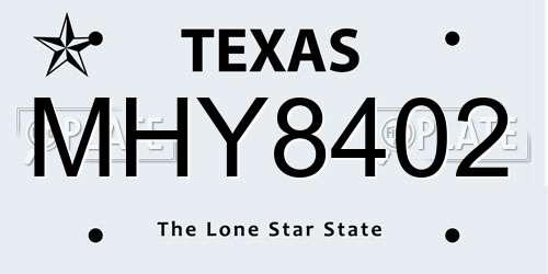 MHY8402 Texas License Plate