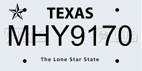 MHY9170 Texas License Plate