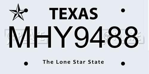 MHY9488 Texas License Plate