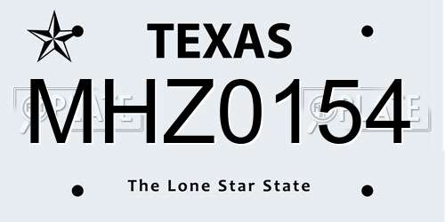 MHZ0154 Texas License Plate