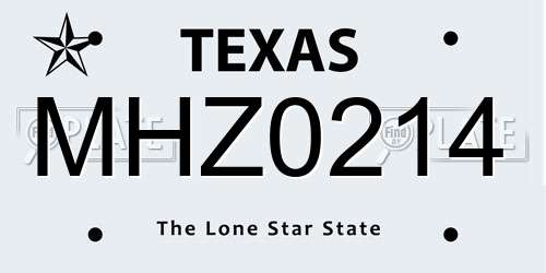 MHZ0214 Texas License Plate