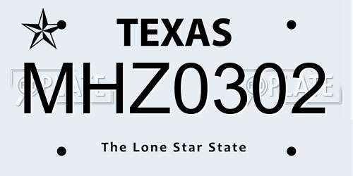 MHZ0302 Texas License Plate