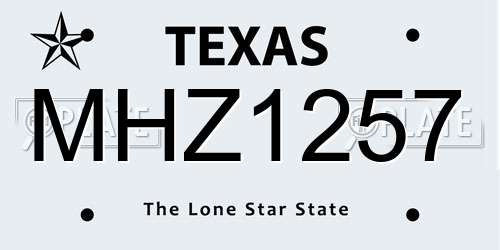 MHZ1257 Texas License Plate