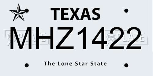 MHZ1422 Texas License Plate