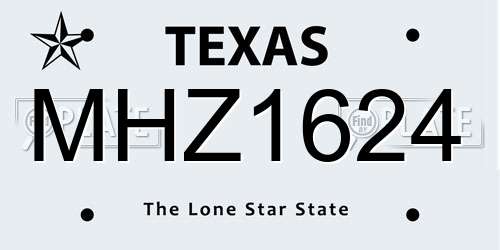 MHZ1624 Texas License Plate