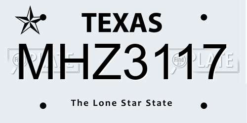 MHZ3117 Texas License Plate