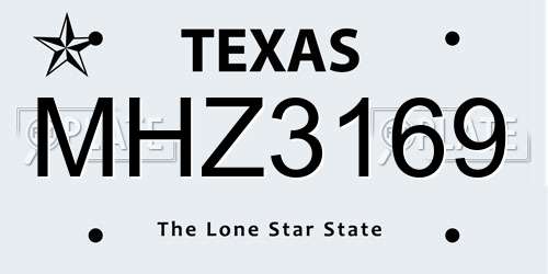 MHZ3169 Texas License Plate