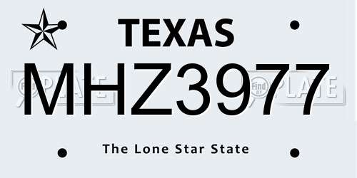 MHZ3977 Texas License Plate