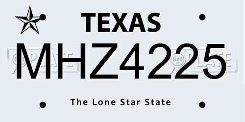 MHZ4225 Texas License Plate