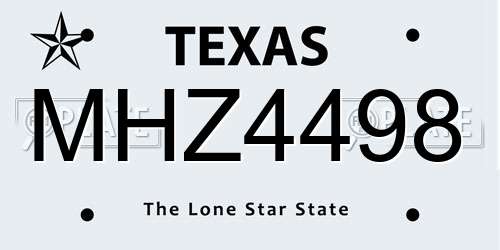 MHZ4498 Texas License Plate