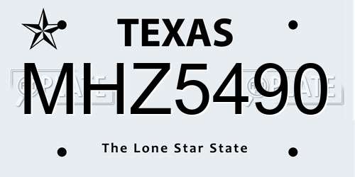 MHZ5490 Texas License Plate