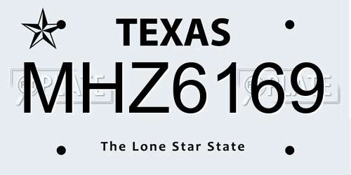 MHZ6169 Texas License Plate