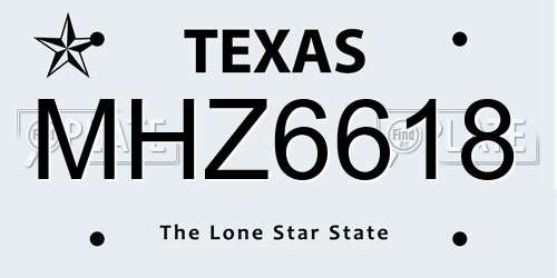 MHZ6618 Texas License Plate