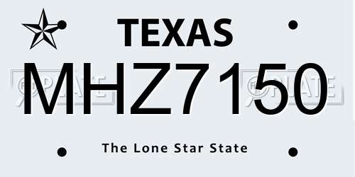 MHZ7150 Texas License Plate