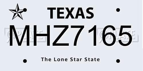 MHZ7165 Texas License Plate