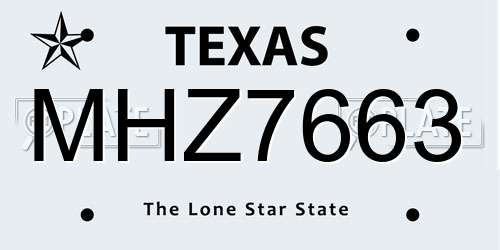MHZ7663 Texas License Plate