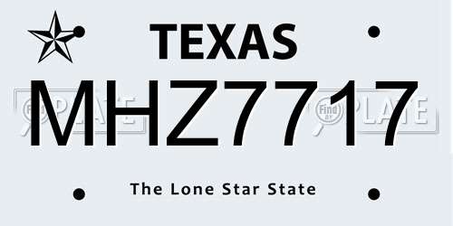 MHZ7717 Texas License Plate