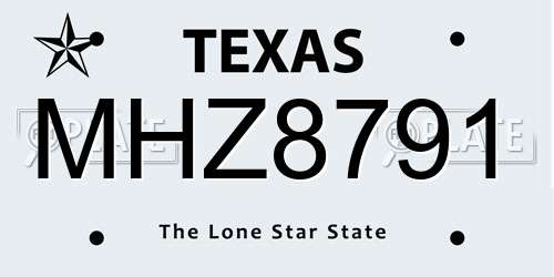 MHZ8791 Texas License Plate