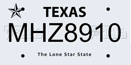 MHZ8910 Texas License Plate
