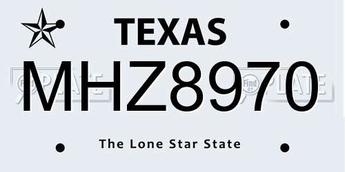 MHZ8970 Texas License Plate