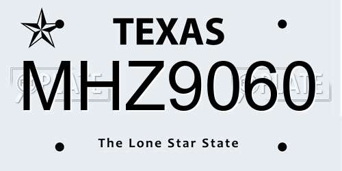 MHZ9060 Texas License Plate