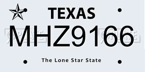 MHZ9166 Texas License Plate