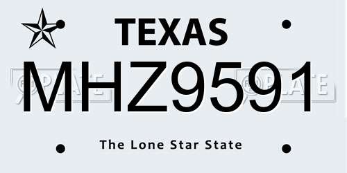 MHZ9591 Texas License Plate