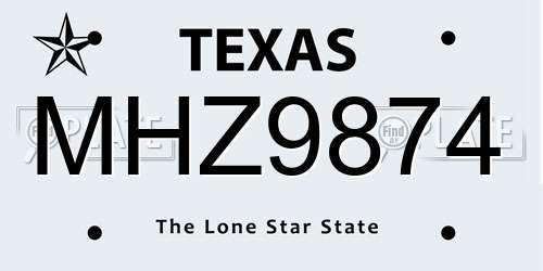 MHZ9874 Texas License Plate