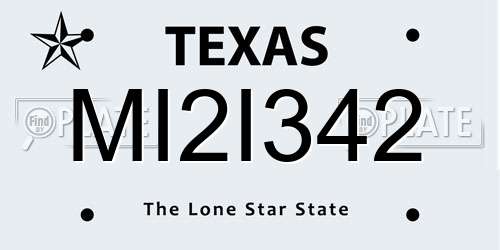 MI2I342 Texas License Plate