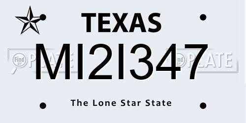 MI2I347 Texas License Plate