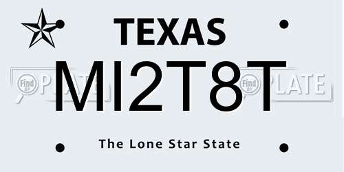 MI2T8T Texas License Plate