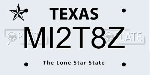 MI2T8Z Texas License Plate
