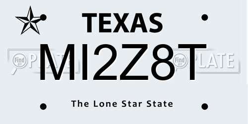 MI2Z8T Texas License Plate