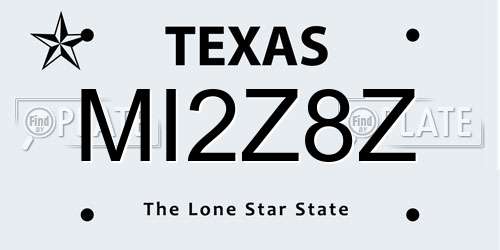 MI2Z8Z Texas License Plate