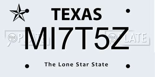 MI7T5Z Texas License Plate