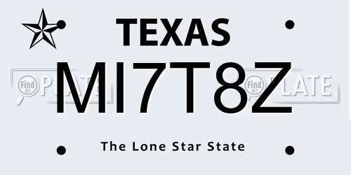 MI7T8Z Texas License Plate