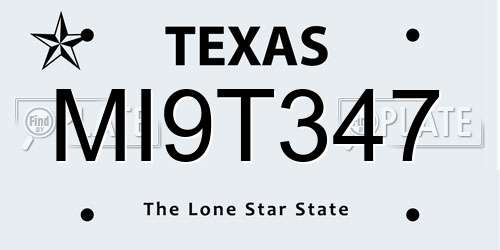 MI9T347 Texas License Plate
