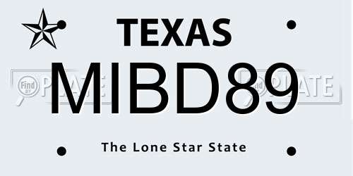MIBD89 Texas License Plate
