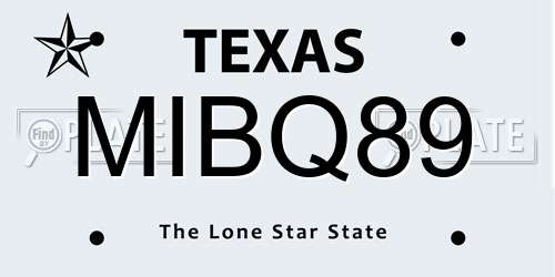 MIBQ89 Texas License Plate