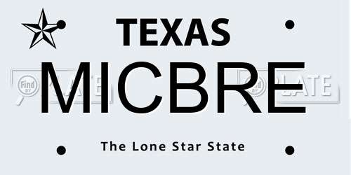 MICBRE Texas License Plate