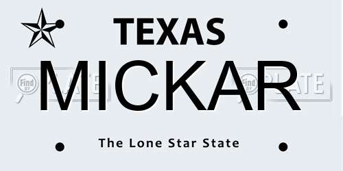 MICKAR Texas License Plate