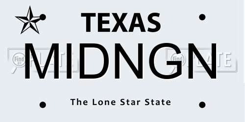 MIDNGN Texas License Plate