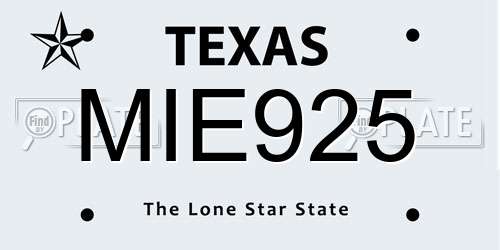 MIE925 Texas License Plate
