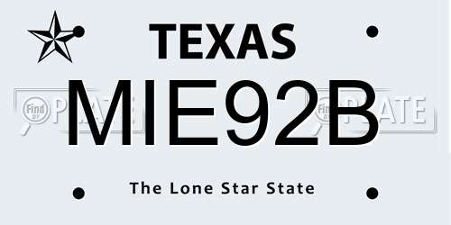MIE92B Texas License Plate