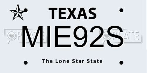 MIE92S Texas License Plate