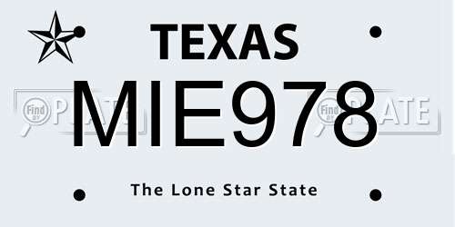 MIE978 Texas License Plate