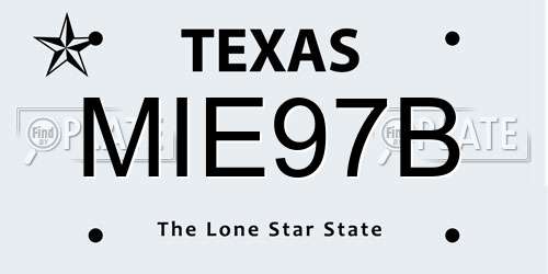 MIE97B Texas License Plate